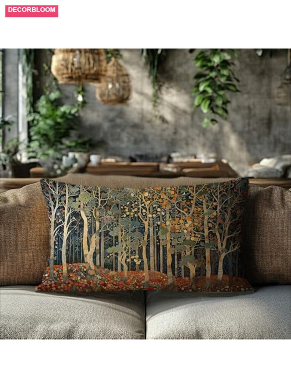 Fall Forest Flannelette Throw Pillow Cover 12x20 Double-Sided - Picture 5 of 5